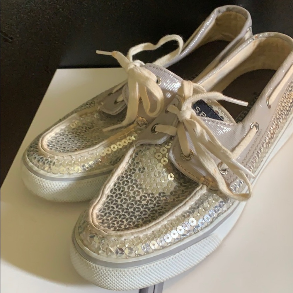 Sperry topsides silver sequins